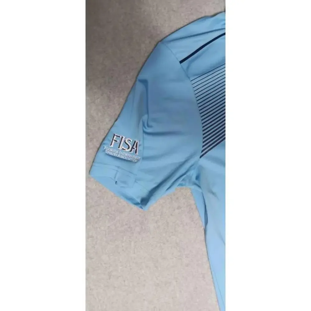 NWT Cutter & Buck Polo Shirt Mens Size Medium Light Blue Collar Buttons 